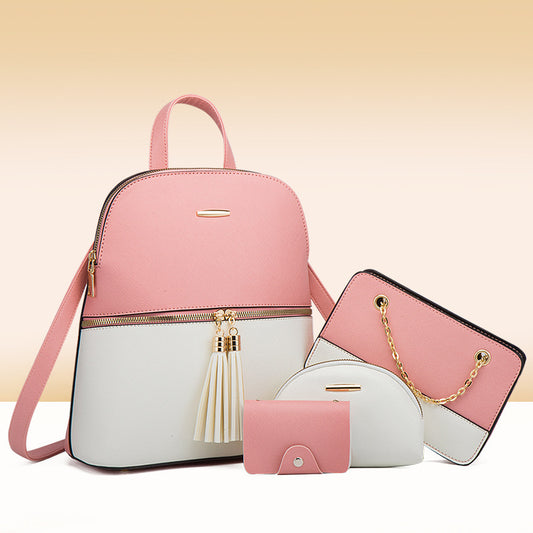 Leather Shoulder Bag - 4 Piece Set